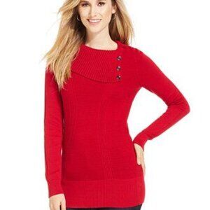 Style & Co. Red ribbed tunic long slv sweater